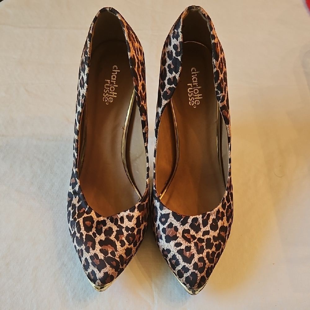 Charlotte Russe Brown and Black Heels with Animal Print